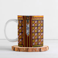 Cameroon Toghu Ceramic Mug Vibrant Bamenda Tribal - Authentic African Folk Art