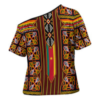 Cameroon Toghu Cross Shoulder Shirt Vibrant Bamenda Tribal - Authentic African Folk Art