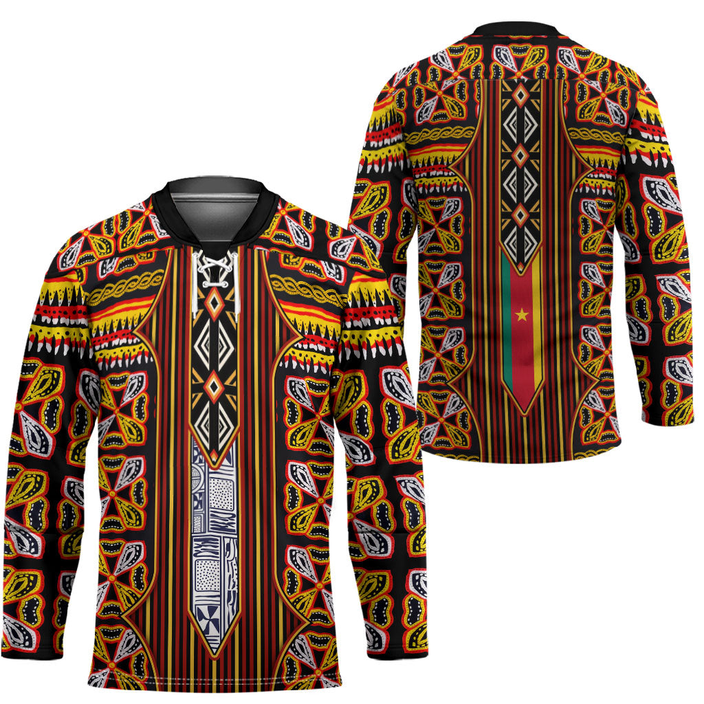 Cameroon Toghu Hockey Jersey Vibrant Bamenda Tribal - Authentic African Folk Art