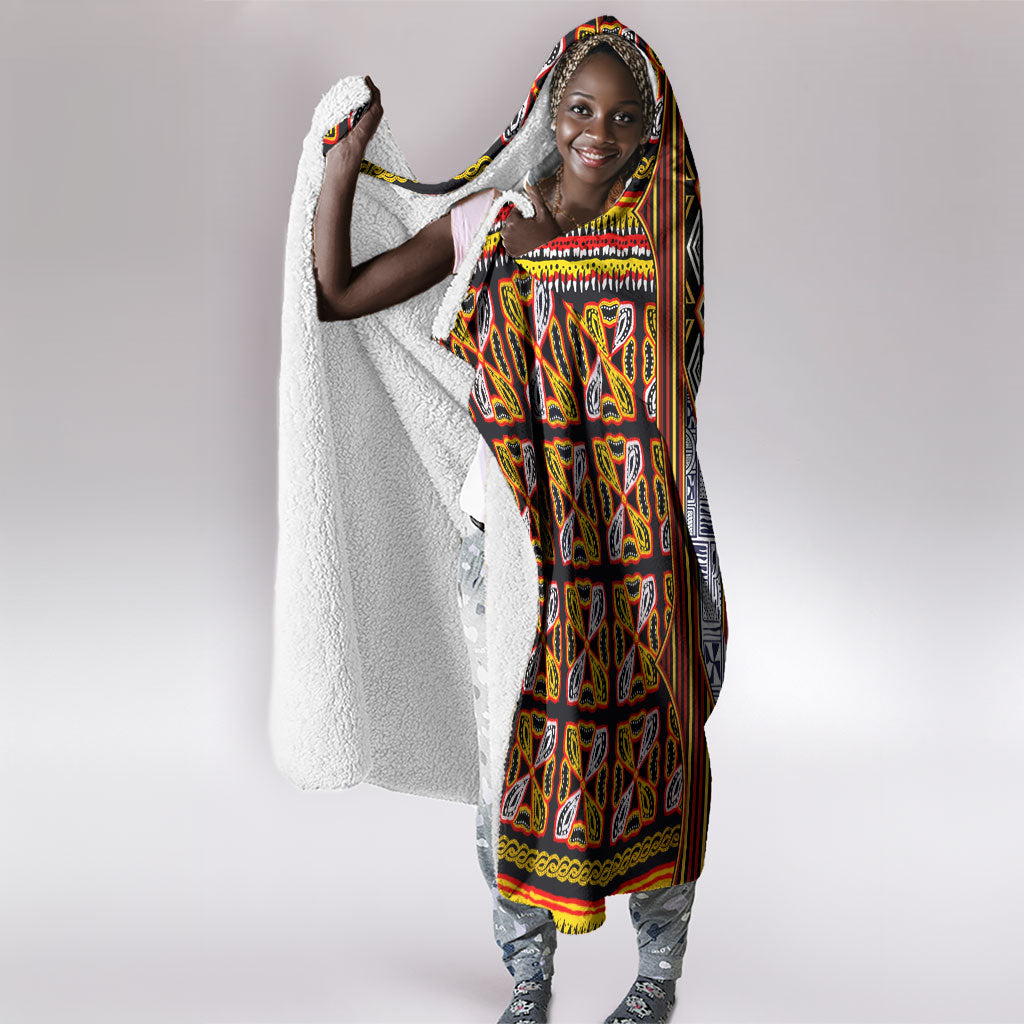 Cameroon Toghu Hooded Blanket Vibrant Bamenda Tribal - Authentic African Folk Art