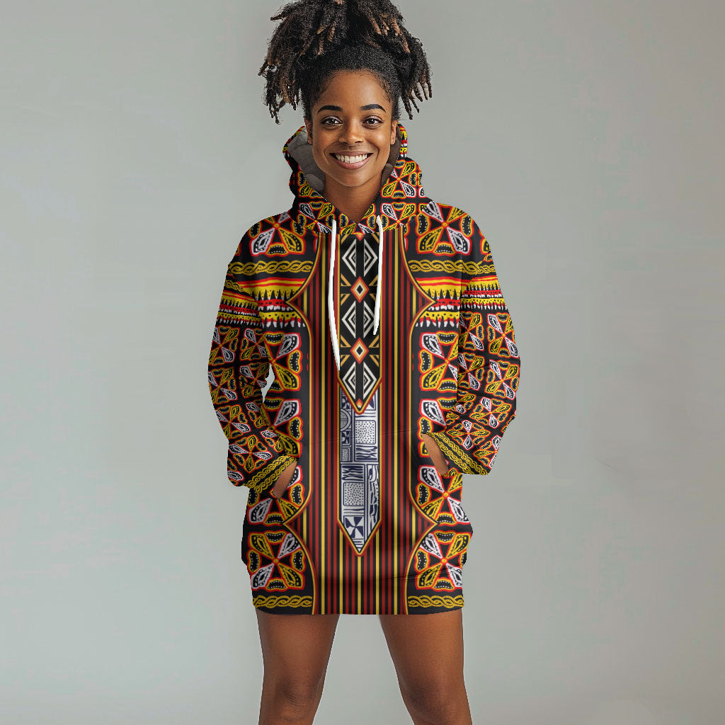 Cameroon Toghu Hoodie Dress Vibrant Bamenda Tribal - Authentic African Folk Art