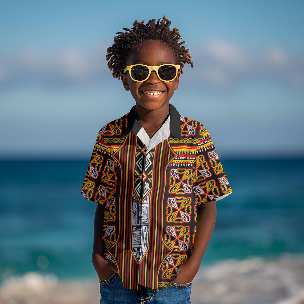 Cameroon Toghu Kid Hawaiian Shirt Vibrant Bamenda Tribal - Authentic African Folk Art