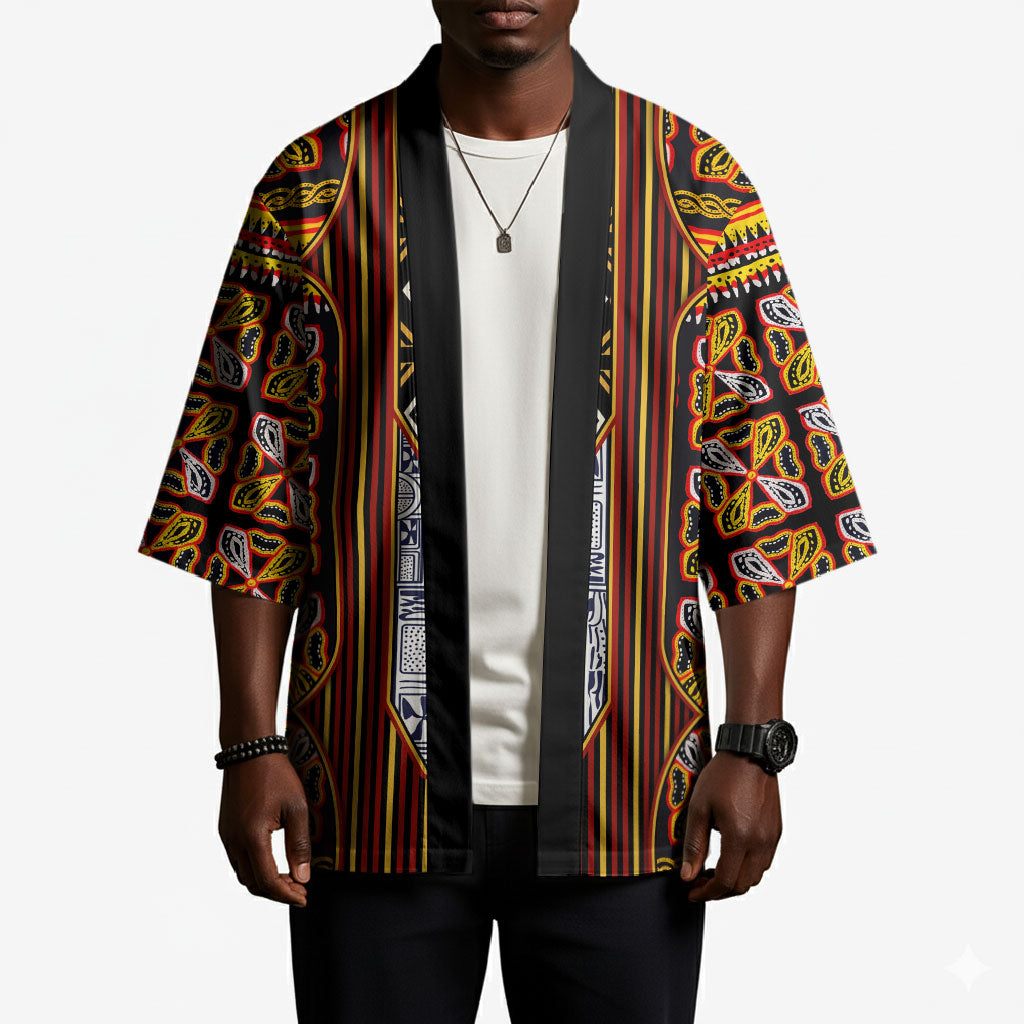 Cameroon Toghu Kimono Vibrant Bamenda Tribal - Authentic African Folk Art