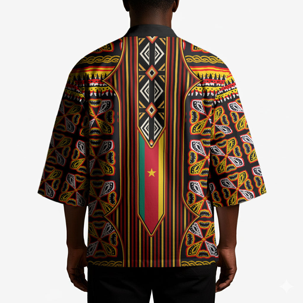 Cameroon Toghu Kimono Vibrant Bamenda Tribal - Authentic African Folk Art
