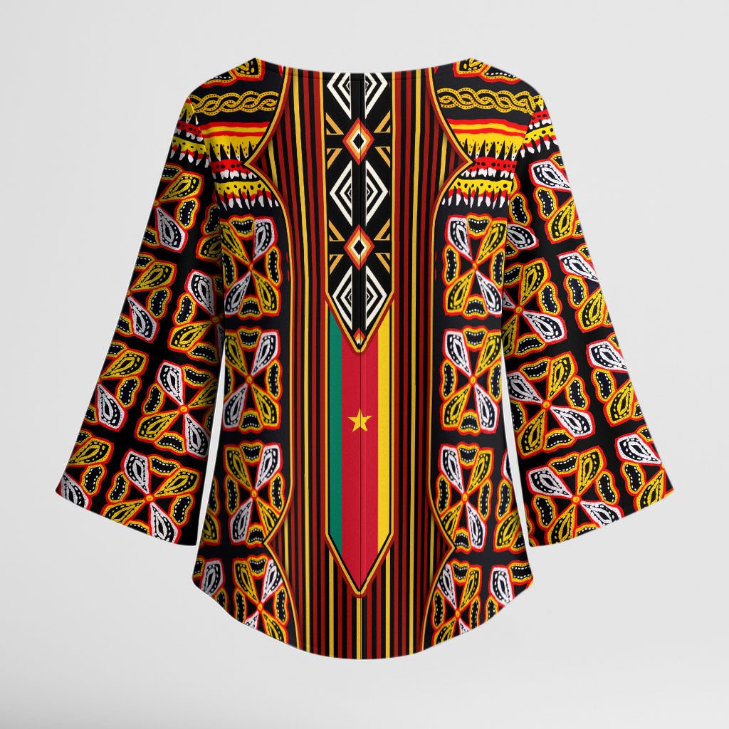 Cameroon Toghu Kimono Sleeve Blouse Vibrant Bamenda Tribal - Authentic African Folk Art