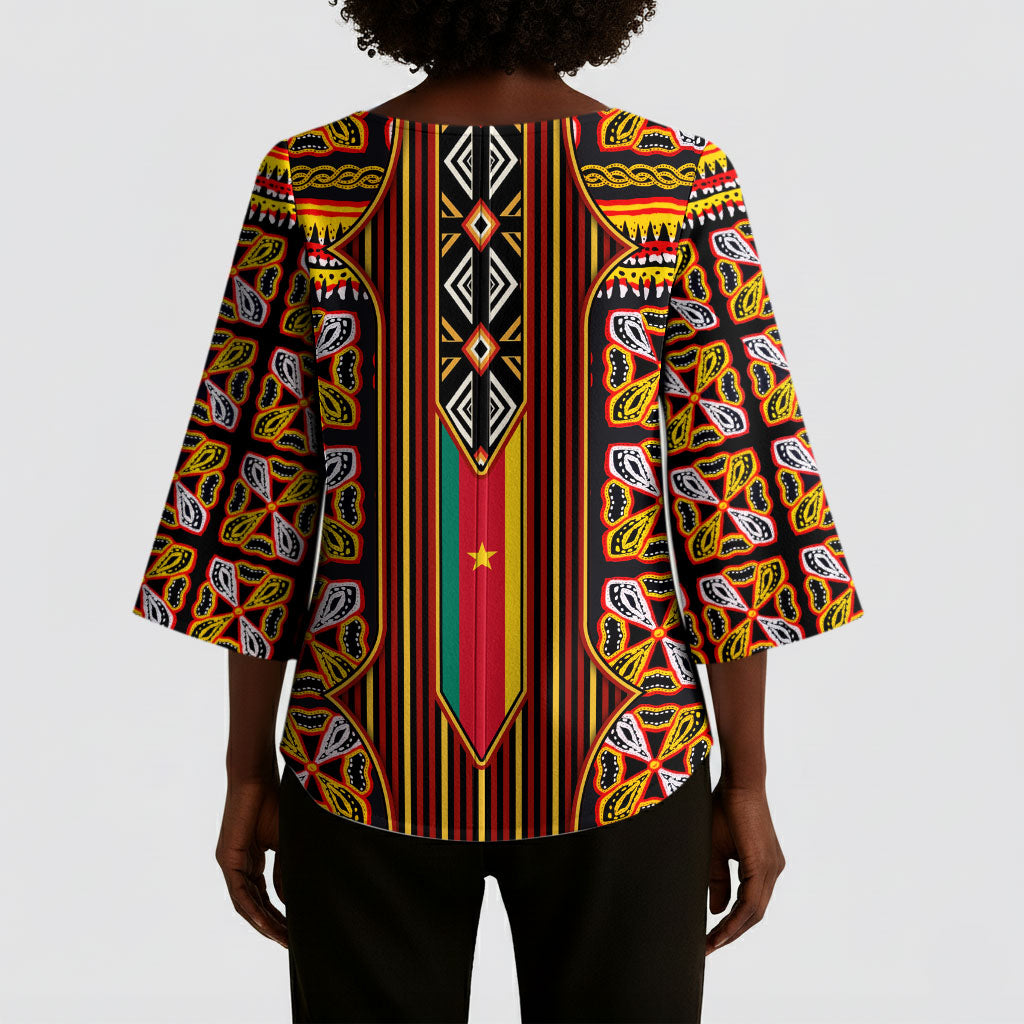 Cameroon Toghu Kimono Sleeve Blouse Vibrant Bamenda Tribal - Authentic African Folk Art