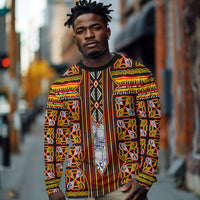 Cameroon Toghu Long Sleeve Shirt Vibrant Bamenda Tribal - Authentic African Folk Art