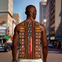 Cameroon Toghu Men Tank Top Vibrant Bamenda Tribal - Authentic African Folk Art