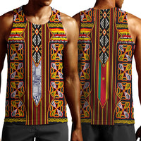 Cameroon Toghu Men Tank Top Vibrant Bamenda Tribal - Authentic African Folk Art