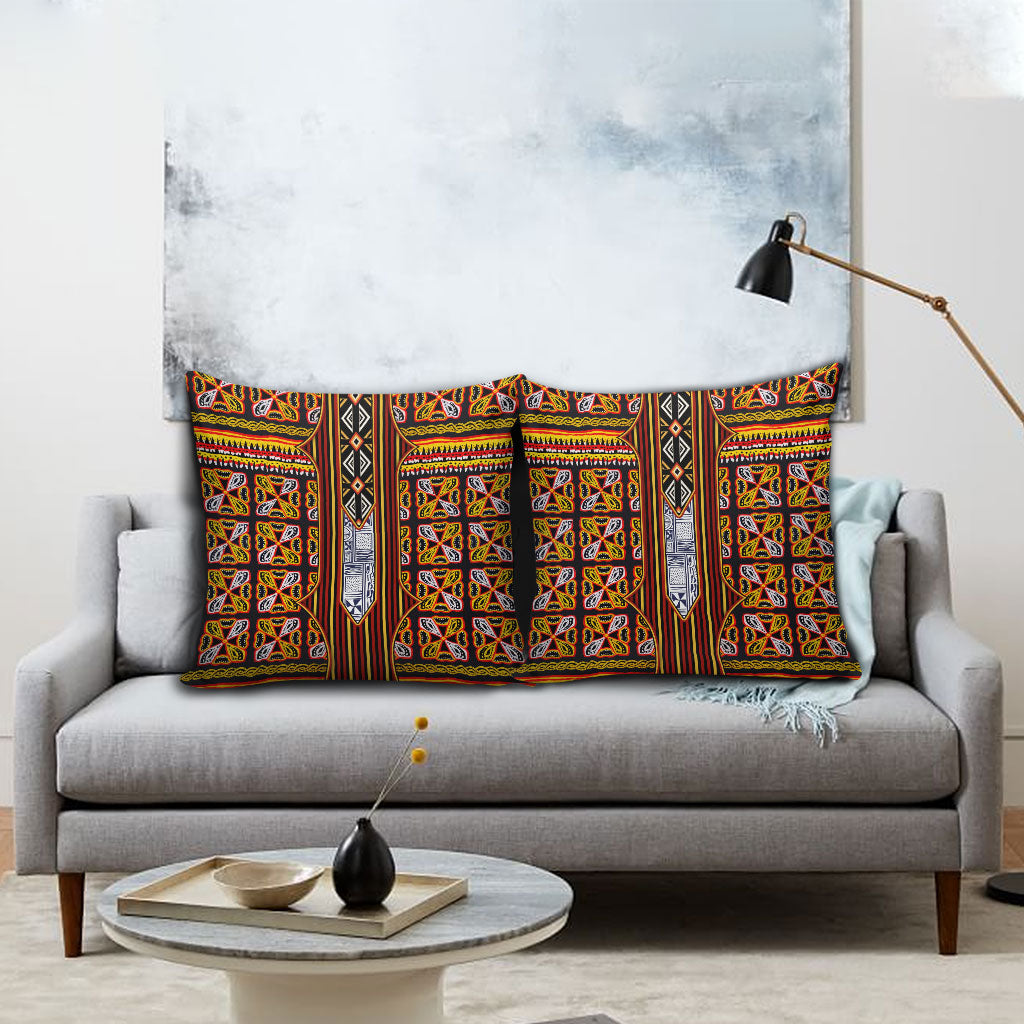 Cameroon Toghu Pillow Cover Vibrant Bamenda Tribal - Authentic African Folk Art
