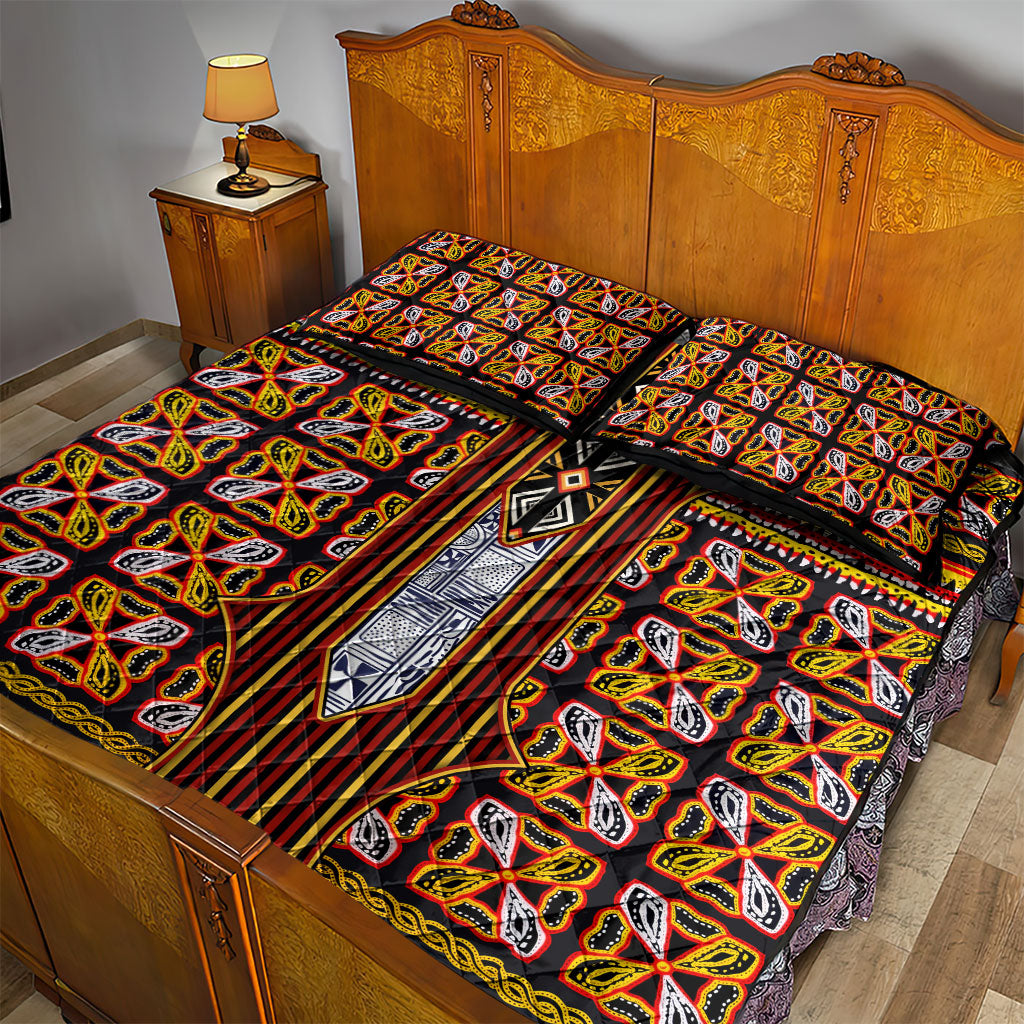 Cameroon Toghu Quilt Bed Set Vibrant Bamenda Tribal - Authentic African Folk Art