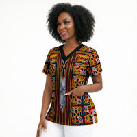 Cameroon Toghu Scrub Top Vibrant Bamenda Tribal - Authentic African Folk Art