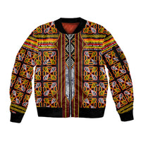 Cameroon Toghu Sleeve Zip Bomber Jacket Vibrant Bamenda Tribal - Authentic African Folk Art