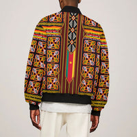 Cameroon Toghu Sleeve Zip Bomber Jacket Vibrant Bamenda Tribal - Authentic African Folk Art