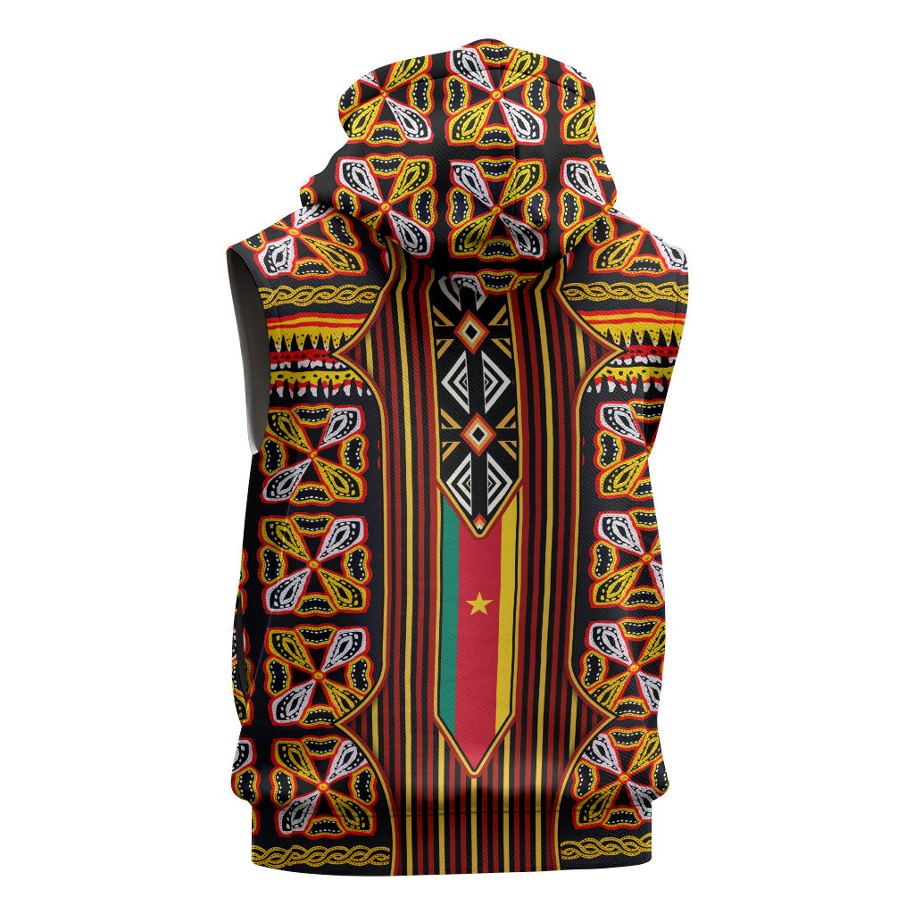Cameroon Toghu Sleeveless Hoodie Vibrant Bamenda Tribal - Authentic African Folk Art