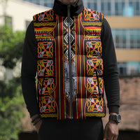 Cameroon Toghu Sleeveless Puffer Jacket Vibrant Bamenda Tribal - Authentic African Folk Art