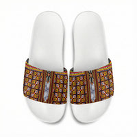 Cameroon Toghu Slide Sandals Vibrant Bamenda Tribal - Authentic African Folk Art