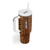 Cameroon Toghu Tumbler With Handle Vibrant Bamenda Tribal - Authentic African Folk Art