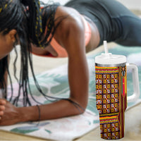 Cameroon Toghu Tumbler With Handle Vibrant Bamenda Tribal - Authentic African Folk Art