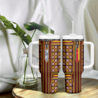 Cameroon Toghu Tumbler With Handle Vibrant Bamenda Tribal - Authentic African Folk Art