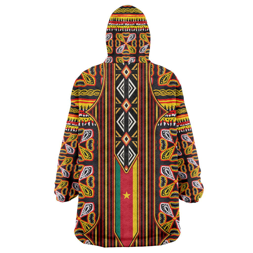 Cameroon Toghu Wearable Blanket Hoodie Vibrant Bamenda Tribal - Authentic African Folk Art