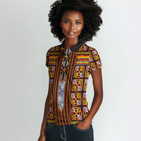 Cameroon Toghu Women Polo Shirt Vibrant Bamenda Tribal - Authentic African Folk Art