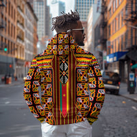 Cameroon Toghu Zip Hoodie Vibrant Bamenda Tribal - Authentic African Folk Art