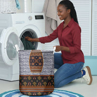 Cameroon Toghu Ethnic Heritage Laundry Basket Traditional Bamenda Embroidery Style - African Tribal Motifs