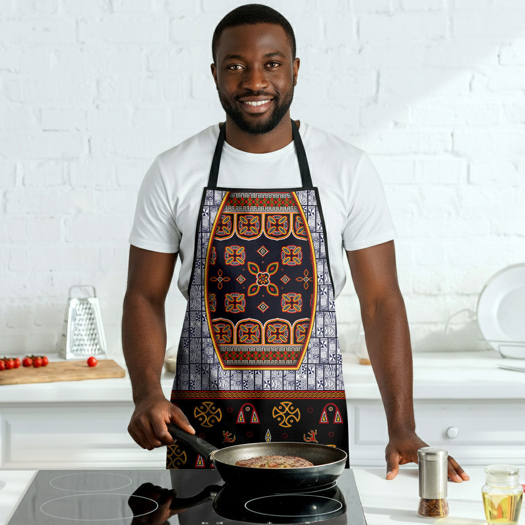Cameroon Toghu Ethnic Heritage Apron Traditional Bamenda Embroidery Style - African Tribal Motifs