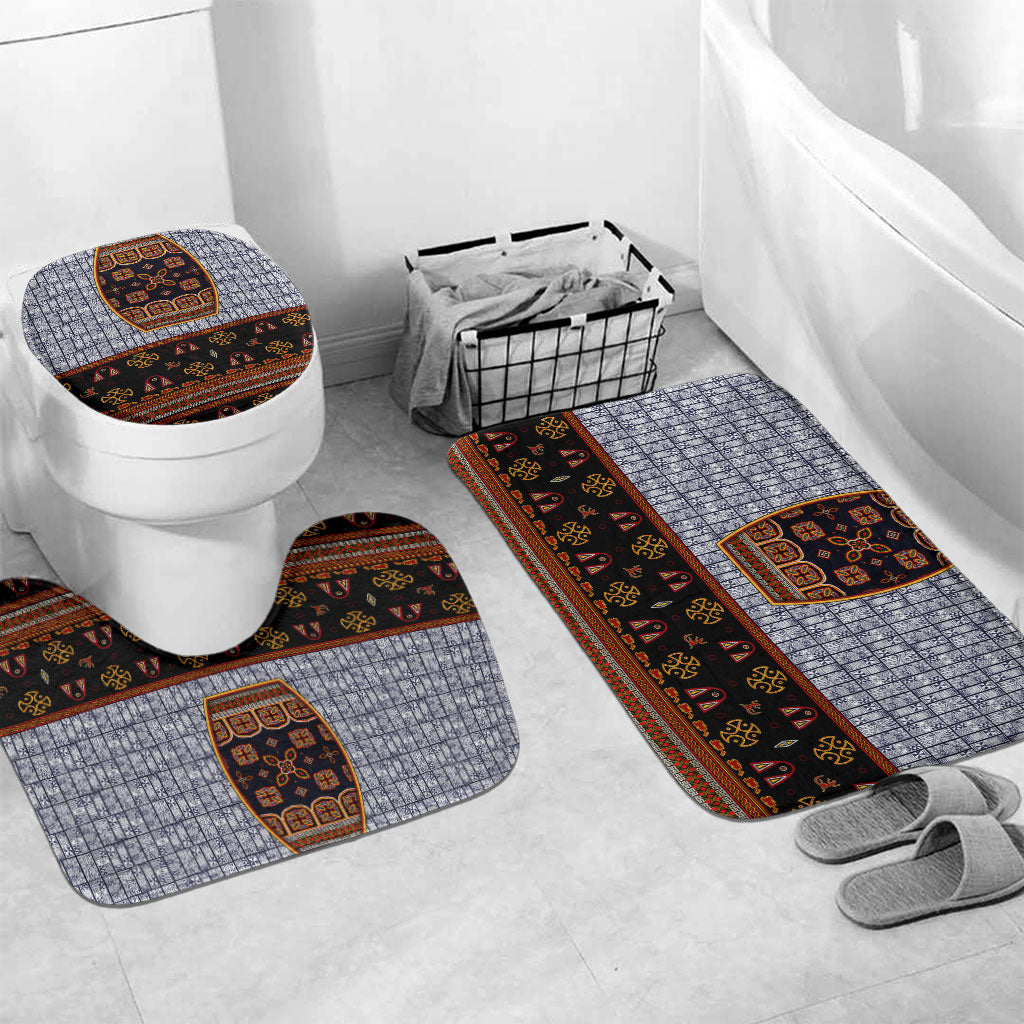 Cameroon Toghu Ethnic Heritage Bathroom Set Traditional Bamenda Embroidery Style - African Tribal Motifs