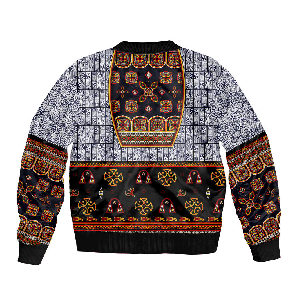 Cameroon Toghu Ethnic Heritage Bomber Jacket Traditional Bamenda Embroidery Style - African Tribal Motifs