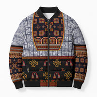 Cameroon Toghu Ethnic Heritage Bomber Puffer Jacket Traditional Bamenda Embroidery Style - African Tribal Motifs