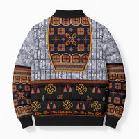 Cameroon Toghu Ethnic Heritage Bomber Puffer Jacket Traditional Bamenda Embroidery Style - African Tribal Motifs