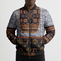 Cameroon Toghu Ethnic Heritage Bomber Puffer Jacket Traditional Bamenda Embroidery Style - African Tribal Motifs