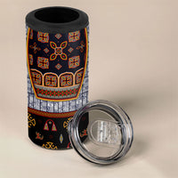 Cameroon Toghu Ethnic Heritage 4 in 1 Can Cooler Tumbler Traditional Bamenda Embroidery Style - African Tribal Motifs