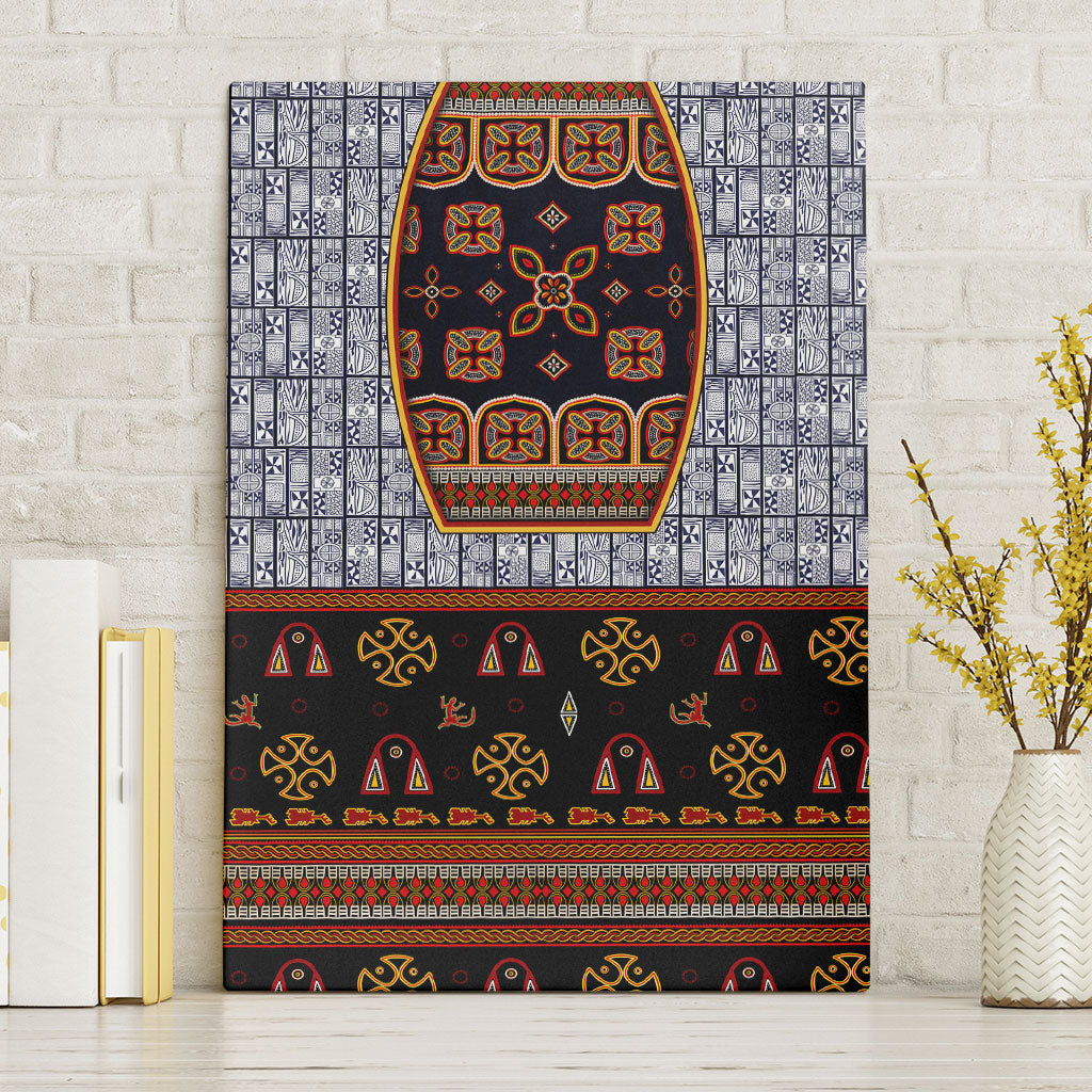 Cameroon Toghu Ethnic Heritage Canvas Wall Art Traditional Bamenda Embroidery Style - African Tribal Motifs