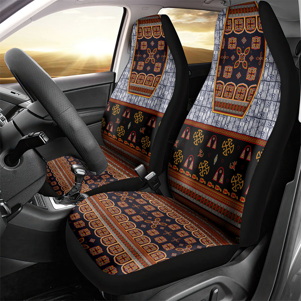 Cameroon Toghu Ethnic Heritage Car Seat Cover Traditional Bamenda Embroidery Style - African Tribal Motifs