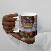 Cameroon Toghu Ethnic Heritage Ceramic Mug Traditional Bamenda Embroidery Style - African Tribal Motifs