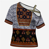 Cameroon Toghu Ethnic Heritage Cross Shoulder Shirt Traditional Bamenda Embroidery Style - African Tribal Motifs