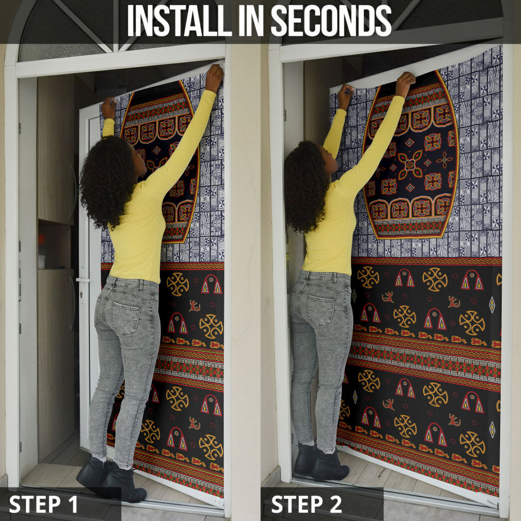 Cameroon Toghu Ethnic Heritage Door Cover Traditional Bamenda Embroidery Style - African Tribal Motifs