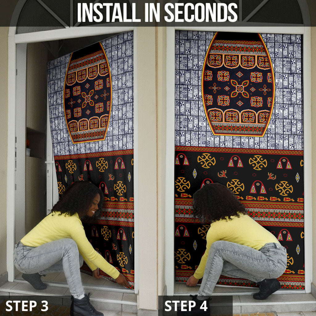 Cameroon Toghu Ethnic Heritage Door Cover Traditional Bamenda Embroidery Style - African Tribal Motifs