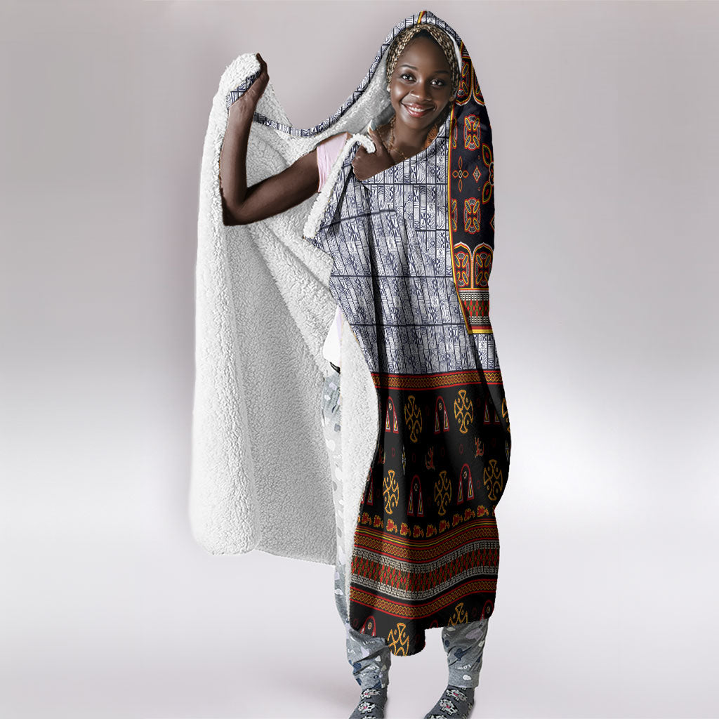Cameroon Toghu Ethnic Heritage Hooded Blanket Traditional Bamenda Embroidery Style - African Tribal Motifs
