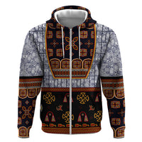 Cameroon Toghu Ethnic Heritage Hoodie Traditional Bamenda Embroidery Style - African Tribal Motifs