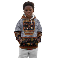 Cameroon Toghu Ethnic Heritage Kid Hoodie Traditional Bamenda Embroidery Style - African Tribal Motifs
