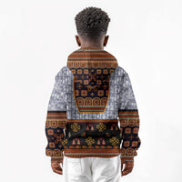 Cameroon Toghu Ethnic Heritage Kid Hoodie Traditional Bamenda Embroidery Style - African Tribal Motifs