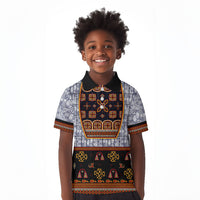 Cameroon Toghu Ethnic Heritage Kid Polo Shirt Traditional Bamenda Embroidery Style - African Tribal Motifs