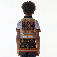 Cameroon Toghu Ethnic Heritage Kid Polo Shirt Traditional Bamenda Embroidery Style - African Tribal Motifs