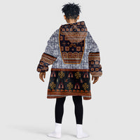 Cameroon Toghu Ethnic Heritage Kid Wearable Blanket Hoodie Traditional Bamenda Embroidery Style - African Tribal Motifs