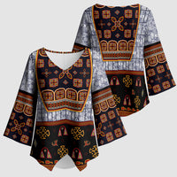 Cameroon Toghu Ethnic Heritage Kimono Sleeve Blouse Traditional Bamenda Embroidery Style - African Tribal Motifs