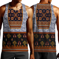 Cameroon Toghu Ethnic Heritage Men Tank Top Traditional Bamenda Embroidery Style - African Tribal Motifs
